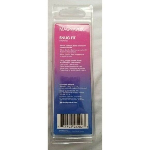 Smooth Bass Pink MHP4820-PK Magnavox Earbud Stereo In-Ear Silicon Cushion Snug - Picture 3 of 8